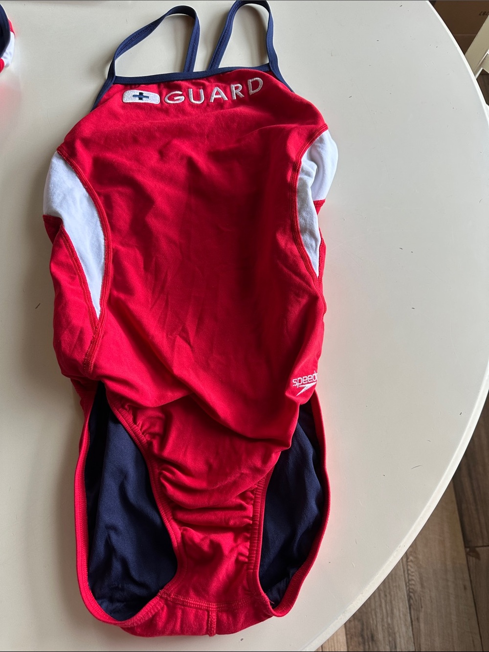 Speedo Red and White Kids' Lifeguard One-Piece Swimsuit